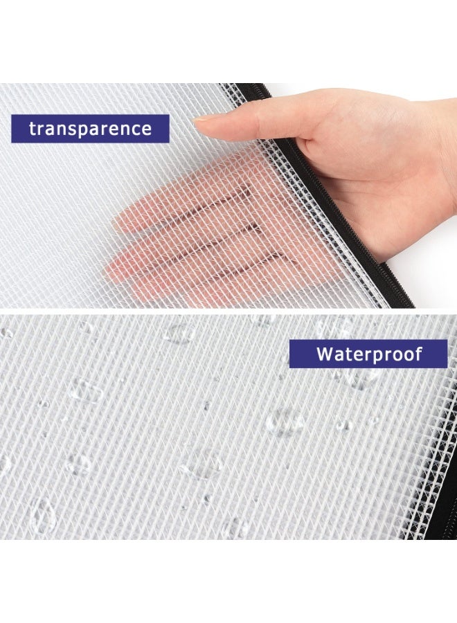 12 Pcs A5 Plastic Wallets Folder, A5 Clear PVC Mesh Zip Wallets, Zipped File Bags, Ziplock Bags Zipper Document Folder Bag - Image 3