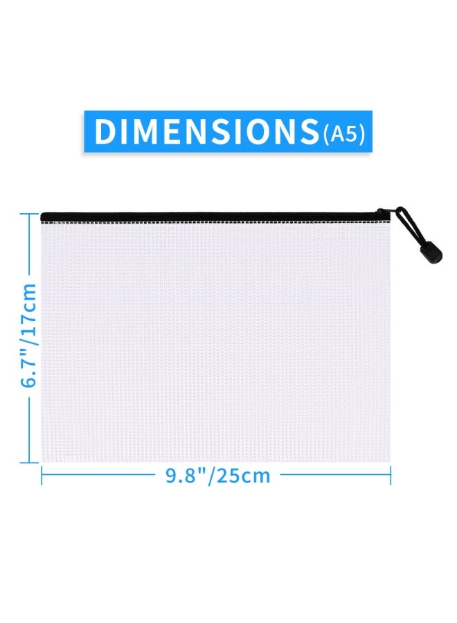12 Pcs A5 Plastic Wallets Folder, A5 Clear PVC Mesh Zip Wallets, Zipped File Bags, Ziplock Bags Zipper Document Folder Bag - Image 2
