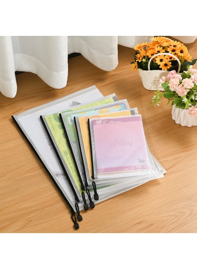 12 Pcs A5 Plastic Wallets Folder, A5 Clear PVC Mesh Zip Wallets, Zipped File Bags, Ziplock Bags Zipper Document Folder Bag - Image 1