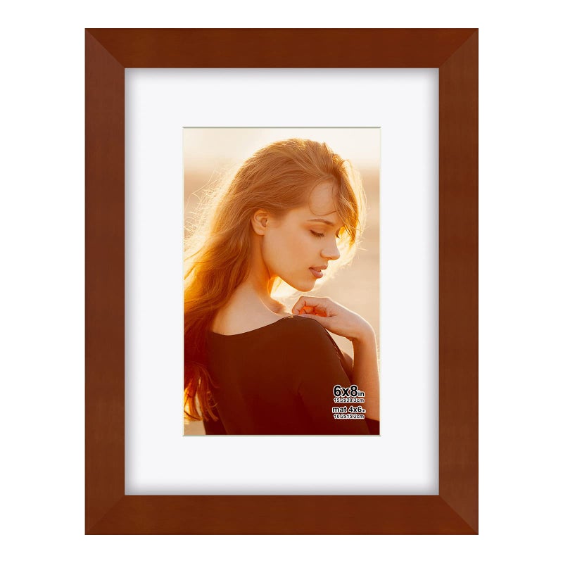 RR Round Rich Design 6 × 8 بوصة إطارات صور مصنوعة من الخشب الصلب والزجاج HD صور 4x6 مع حصيرة أو 6x8 بدون حصيرة 12pk بنية - Image 3