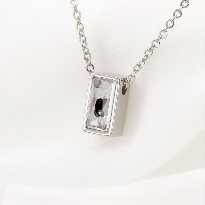 RIPFEVURN Cremation Jewelry Tiny Glass Cube Urn Necklaces for Ashes for Women Men Stainless Steel Small Urn Locket for Human Ashes Holder Memorial Keepsake Pendant(Silver) - Image 3