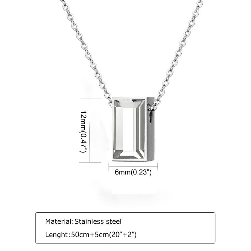 RIPFEVURN Cremation Jewelry Tiny Glass Cube Urn Necklaces for Ashes for Women Men Stainless Steel Small Urn Locket for Human Ashes Holder Memorial Keepsake Pendant(Silver) - Image 2
