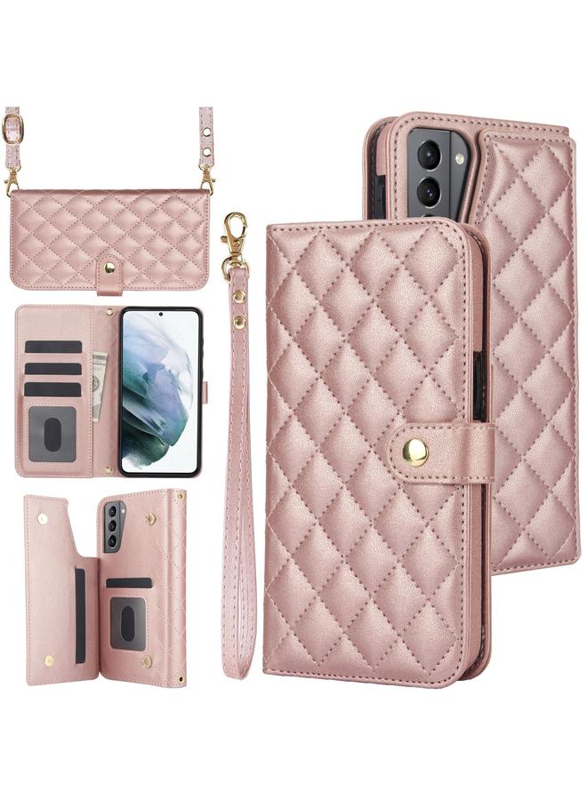 S-TOP Case For Samsung Galaxy S22 5G Crossbody Multifunction Rhombic Leather Phone Case - Image 1