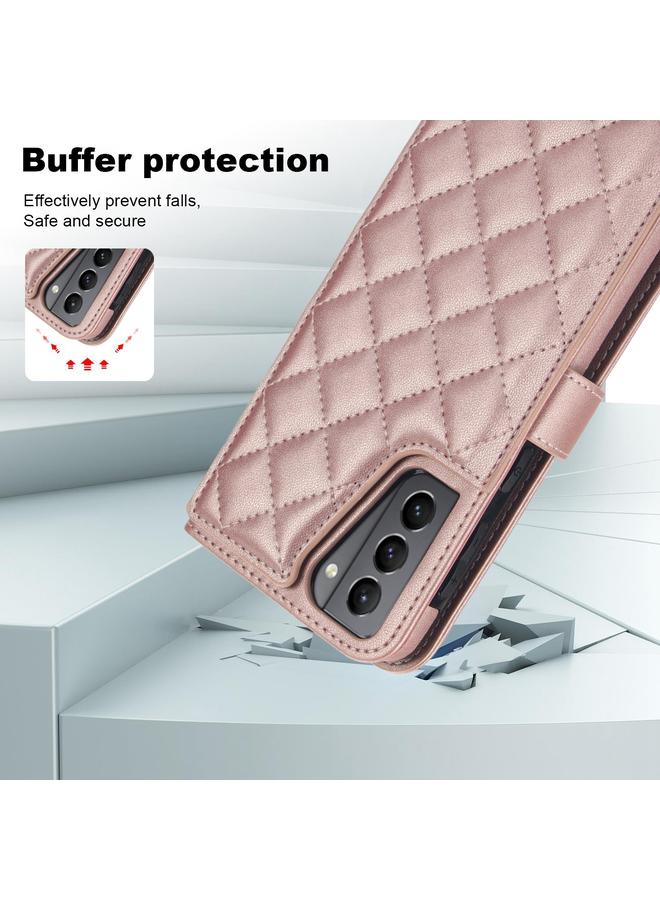 S-TOP Case For Samsung Galaxy S22 5G Crossbody Multifunction Rhombic Leather Phone Case - Image 5