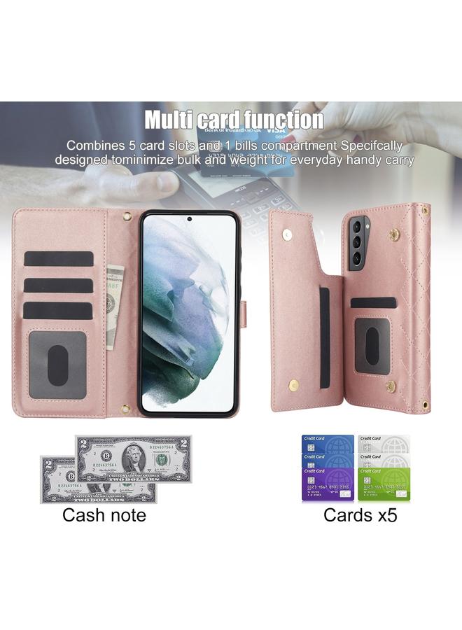 S-TOP Case For Samsung Galaxy S22 5G Crossbody Multifunction Rhombic Leather Phone Case - Image 4