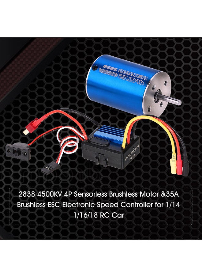 null - 2838 4500KV 4P Sensorless Brushless Motor & 35A Brushless ESC Electronic Speed Controller for 1/14 1/16 1/18 RC Car - Image 1