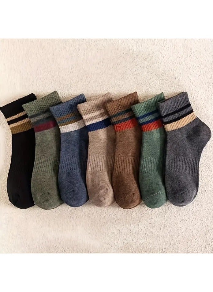 7 Pairs Of Men's Trendy Simple Low Cut Ankle Socks, Anti Odor & Sweat Absorption Breathable Socks, For All Seasons Wearing - Image 1