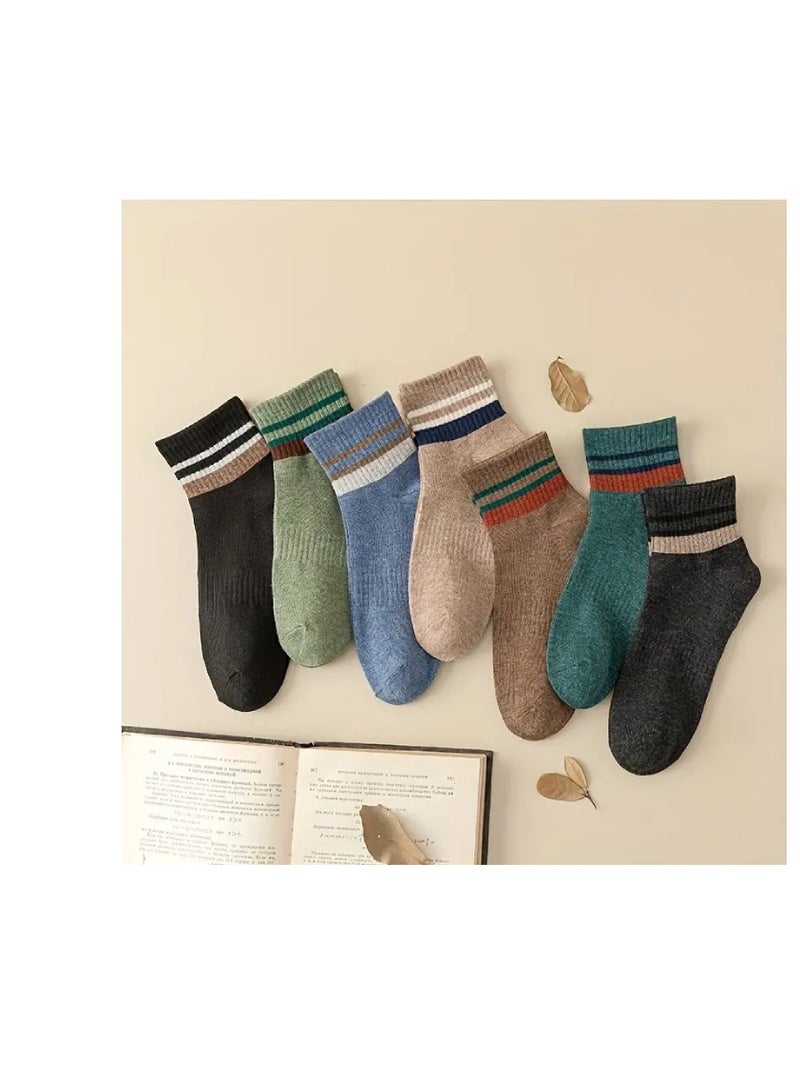 7 Pairs Of Men's Trendy Simple Low Cut Ankle Socks, Anti Odor & Sweat Absorption Breathable Socks, For All Seasons Wearing - Image 2