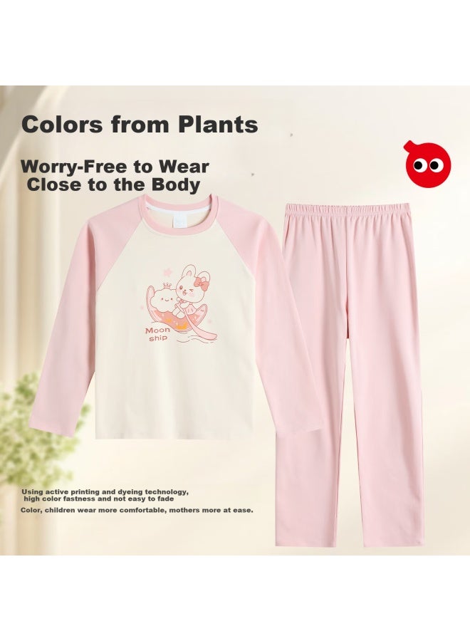 Red Bean Hongdou Children's Pajamas, Spring And Autumn Style, Pure Cotton, Antibacterial, Anti-mite, Round Neck, Girls' Loungewear, For Older Children, Long-sleeve, Long-style Set - Image 2