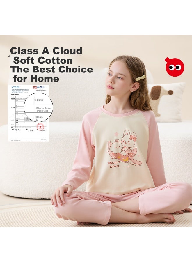 Red Bean Hongdou Children's Pajamas, Spring And Autumn Style, Pure Cotton, Antibacterial, Anti-mite, Round Neck, Girls' Loungewear, For Older Children, Long-sleeve, Long-style Set - Image 3