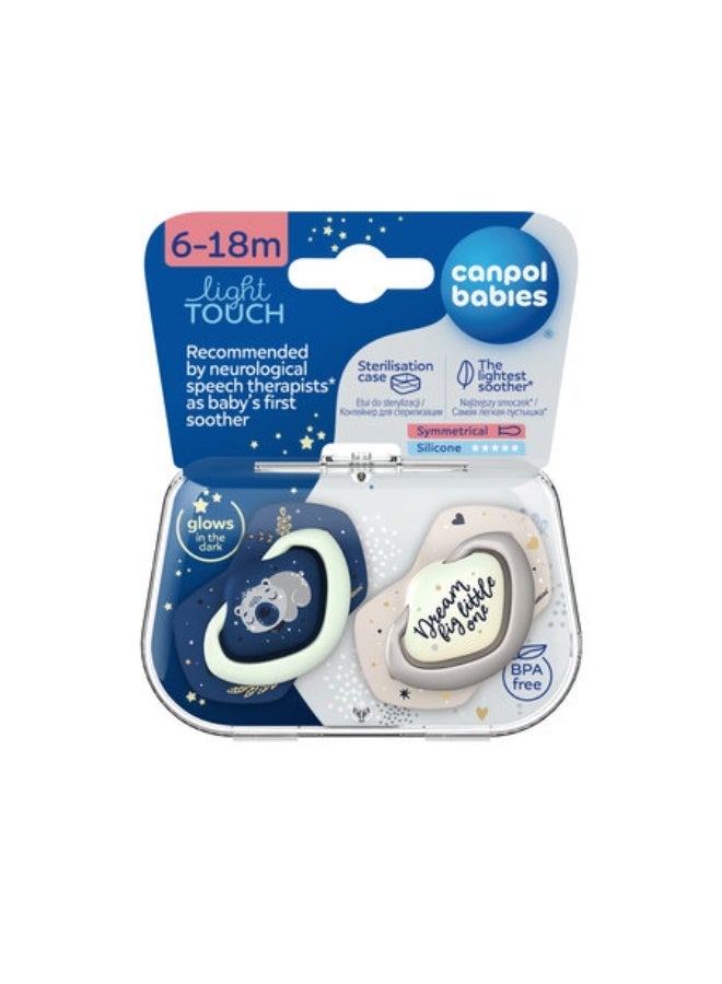 Canpol babies Silicone Soother Light touch 6-18m Symmetrical Glowing in the Dark SLEEPY KOALA 2 pcs - Image 1