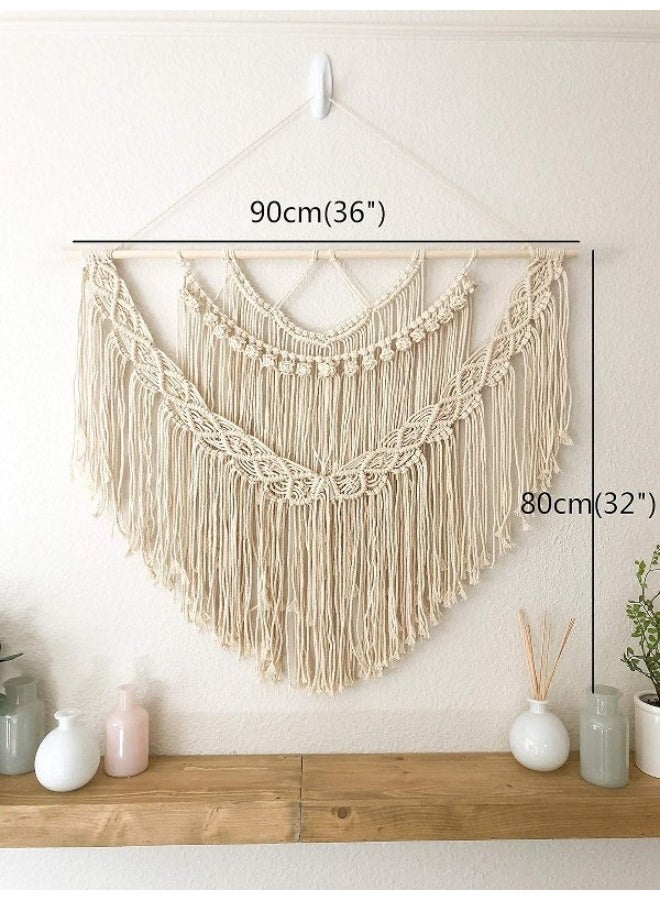 Home Gallery Large Wall Hanging Macrame Beige Tapestry Handmade  - Image 4