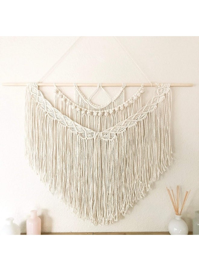 Home Gallery Large Wall Hanging Macrame Beige Tapestry Handmade  - Image 5