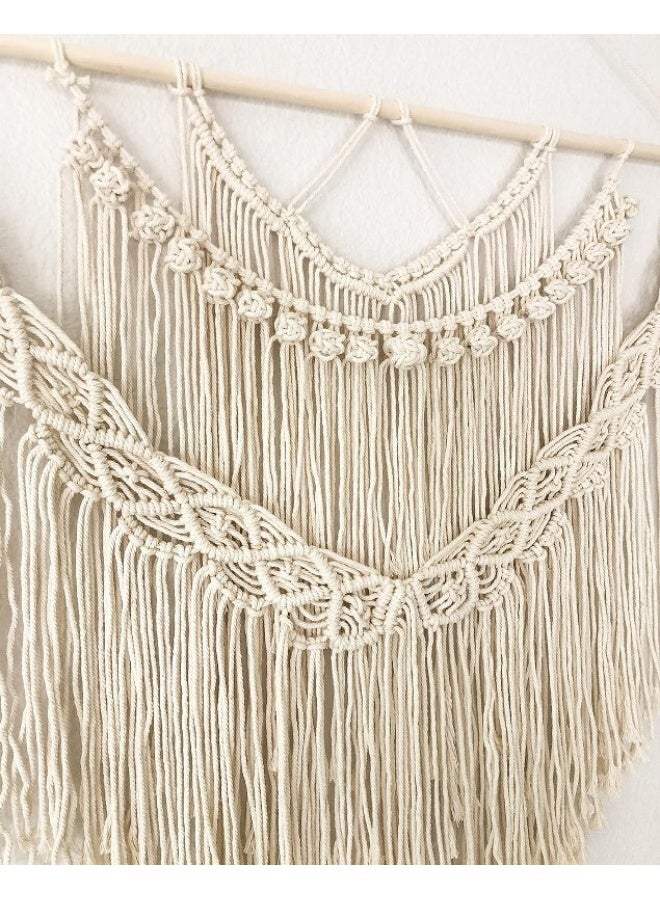 Home Gallery Large Wall Hanging Macrame Beige Tapestry Handmade  - Image 3