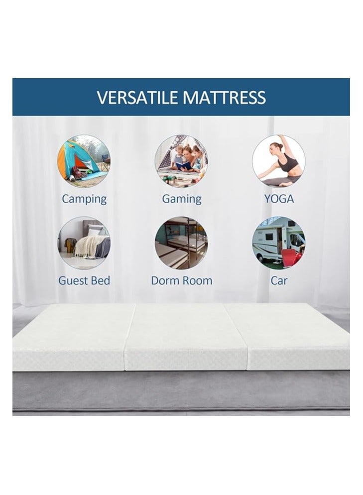 Comfy مرتبة كلاسيكية مريحة قابلة للطي باللون الأبيض ومزخرفة بالزهور للضيوف، مقاس 180 × 90 × 7 سم - Image 3