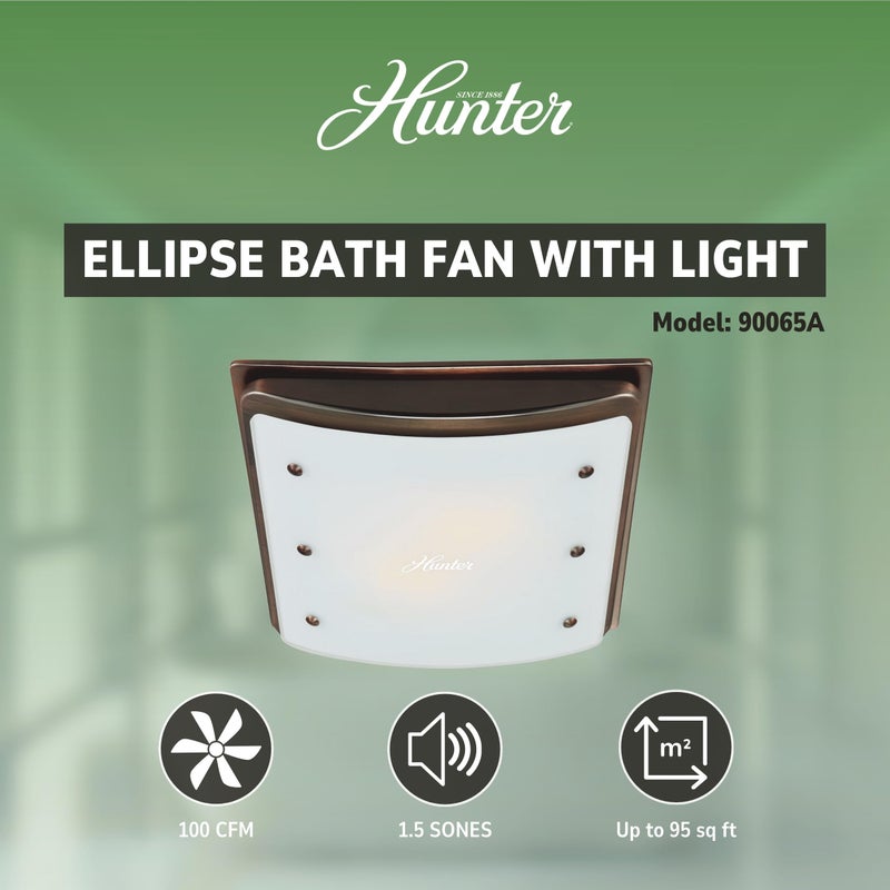 Hunter Ellipse 100 CFM Ceiling Exhaust Bath Fan with Light and Night Light - Imperial Bronze - Image 2
