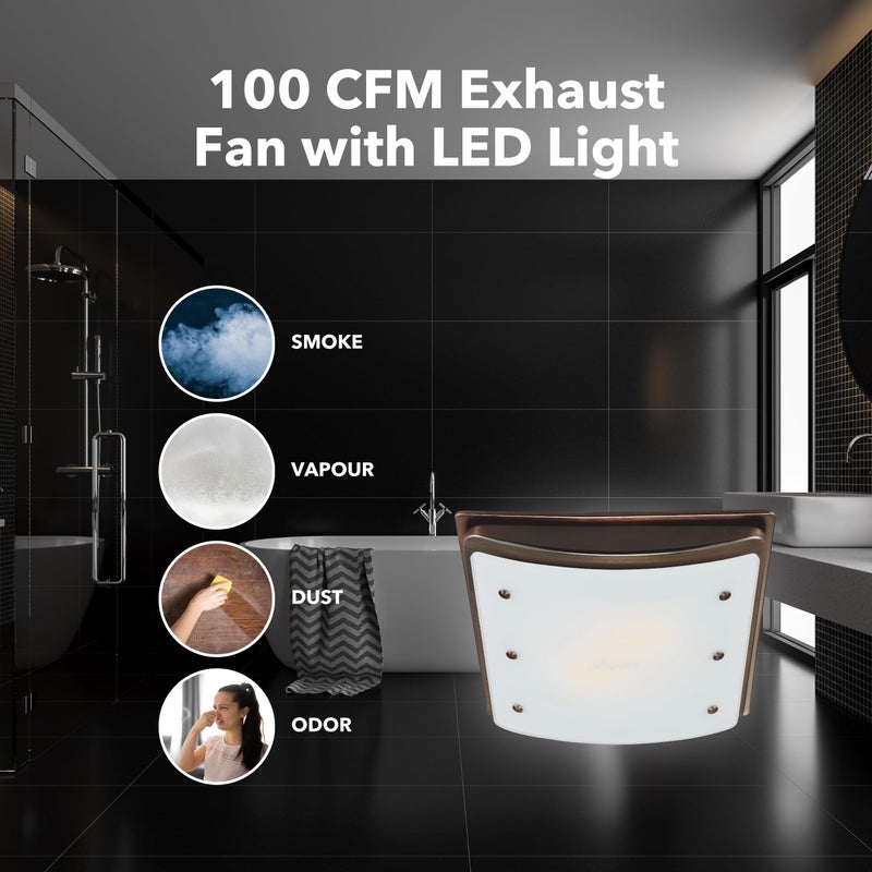 Hunter Ellipse 100 CFM Ceiling Exhaust Bath Fan with Light and Night Light - Imperial Bronze - Image 3