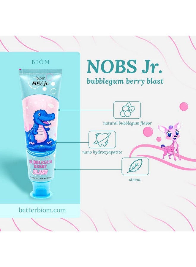 Biöm Nobs Jr. Kids Nano Hydroxyapatite Toothpaste - Fluoride Free, Sls-Free, Remineralizing - Dentist Formulated - Bubblegum Berry - Made In The Usa - Image 5