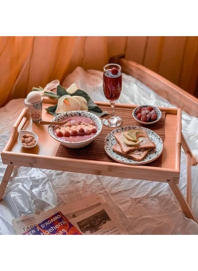 Foldable Wooden Breakfast Table with Handle – 30 × 60 cm - Image 1