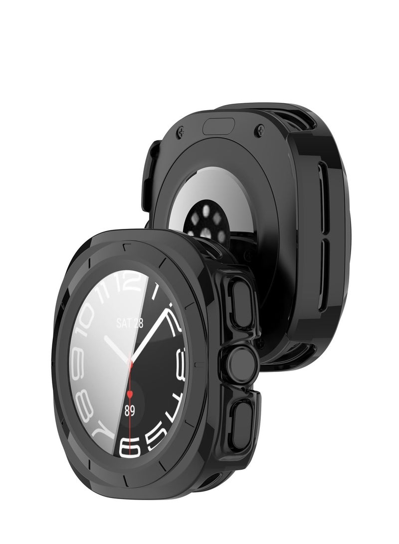 Case for Samsung Galaxy Watch Ultra 47mm Hard PC Case + Screen Protector Protective Cover Full Coverage Shockproof (Black) - Image 5
