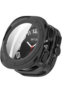 Case for Samsung Galaxy Watch Ultra 47mm Hard PC Case + Screen Protector Protective Cover Full Coverage Shockproof (Black)