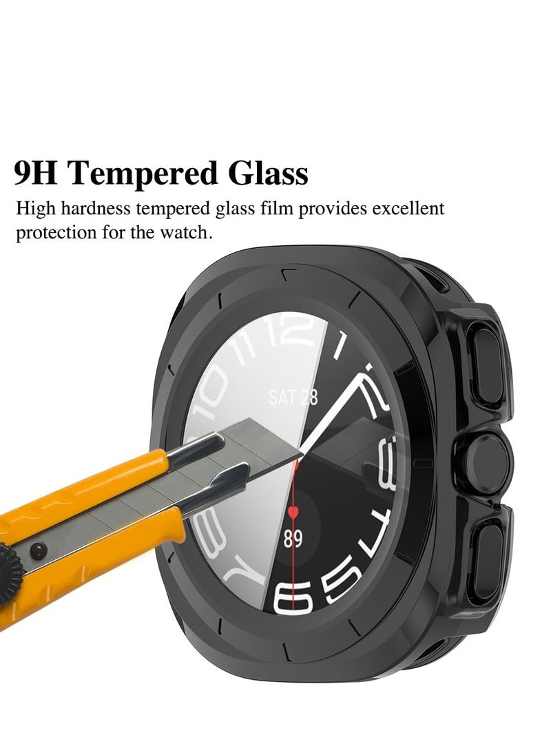 Generic - Case for Samsung Galaxy Watch Ultra 47mm Hard PC Case + Screen Protector Protective Cover Full Coverage Shockproof (Black) - Image 1