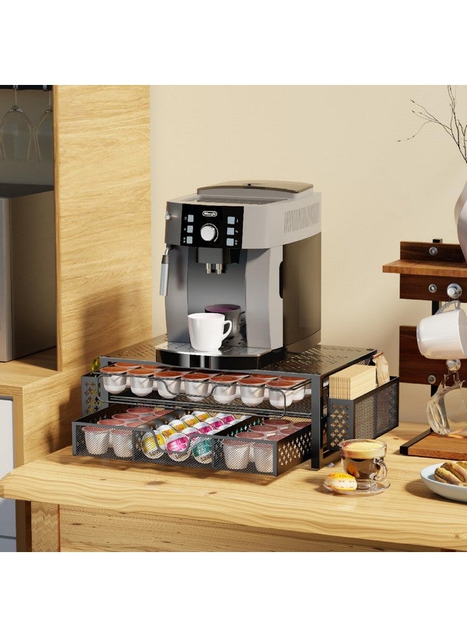 Simple Trending Coffee Pod Holder for K Cups, with 2 Tier Slidng Storage Drawer and Coffee Accessories Holder, 63 Large or 80 Small Capsule Organizer, Black - Image 4