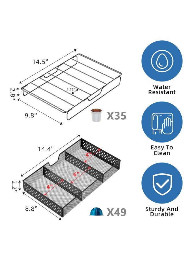 Simple Trending Coffee Pod Holder for K Cups, with 2 Tier Slidng Storage Drawer and Coffee Accessories Holder, 63 Large or 80 Small Capsule Organizer, Black - Image 5