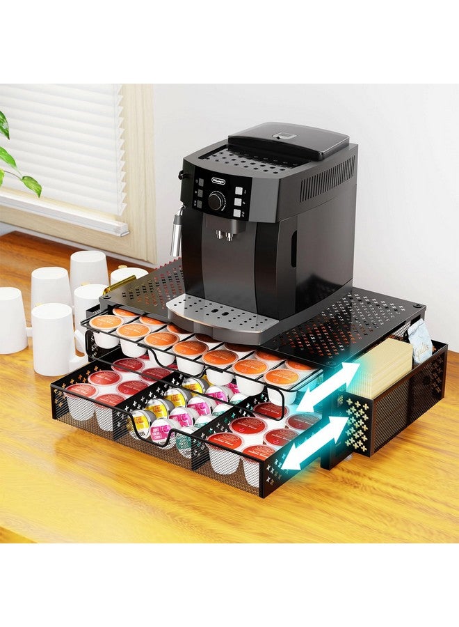 Simple Trending Coffee Pod Holder for K Cups, with 2 Tier Slidng Storage Drawer and Coffee Accessories Holder, 63 Large or 80 Small Capsule Organizer, Black - Image 2