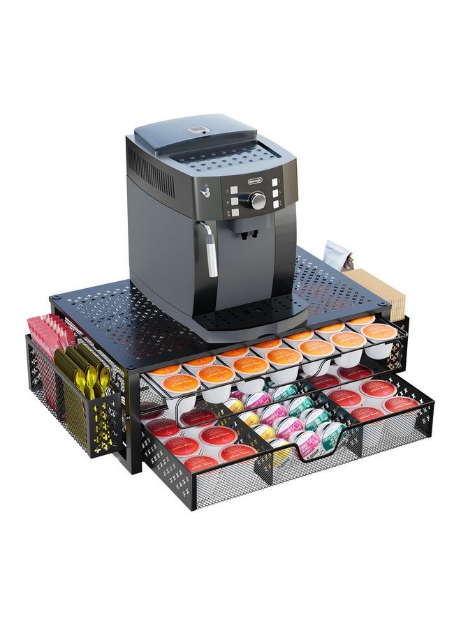 Simple Trending Coffee Pod Holder for K Cups, with 2 Tier Slidng Storage Drawer and Coffee Accessories Holder, 63 Large or 80 Small Capsule Organizer, Black - Image 1