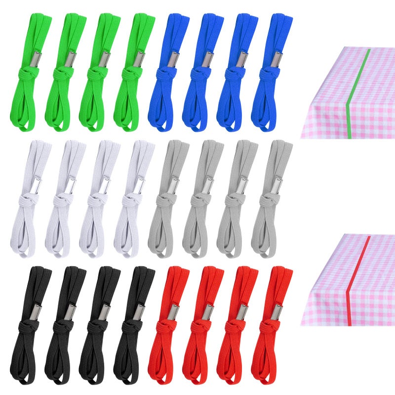 mifengda Tablecloth Strap Bands 24 Pcs Elastic Table Bungees for Picnic Tables Outdoor Wedding Party Round Medium Mixed Colors