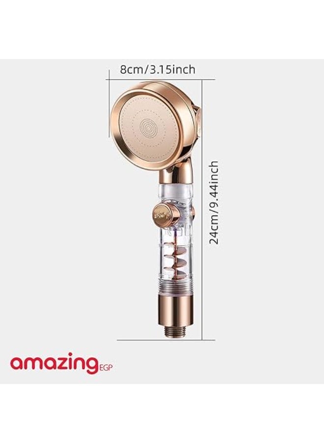 amazing.EGP The Pack High Pressure Handheld Turbo Shower Head, Gold, 360 Degree Rotation with Stop Button and Filter - Image 2