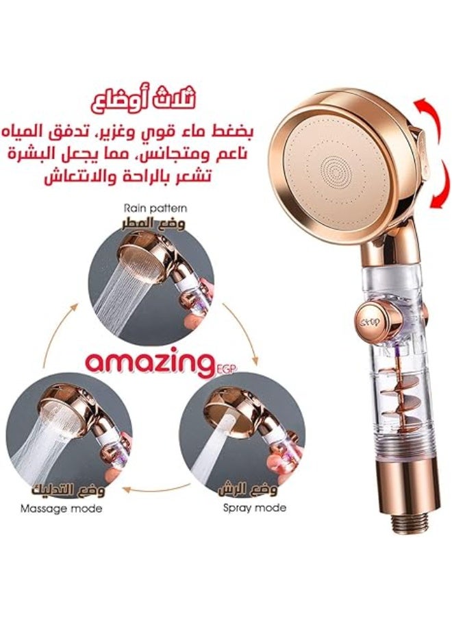 amazing.EGP The Pack High Pressure Handheld Turbo Shower Head, Gold, 360 Degree Rotation with Stop Button and Filter - Image 4