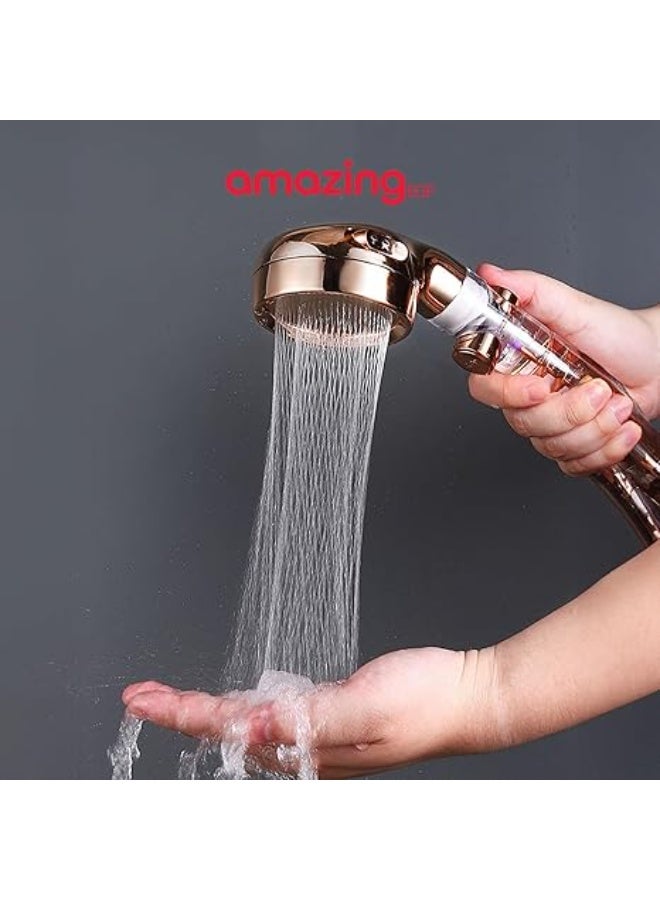 amazing.EGP The Pack High Pressure Handheld Turbo Shower Head, Gold, 360 Degree Rotation with Stop Button and Filter - Image 5