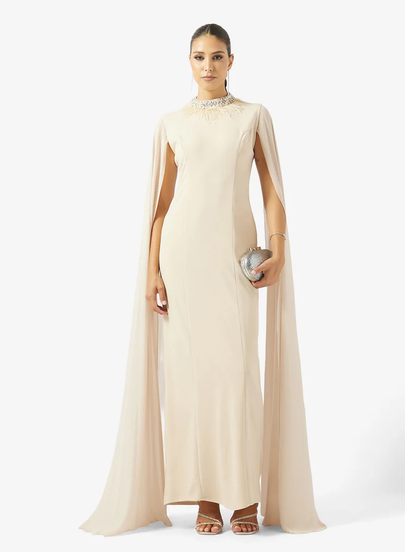 Akadia Fashion  Cape Effect Evening Dress for Women | Best Price UAE
