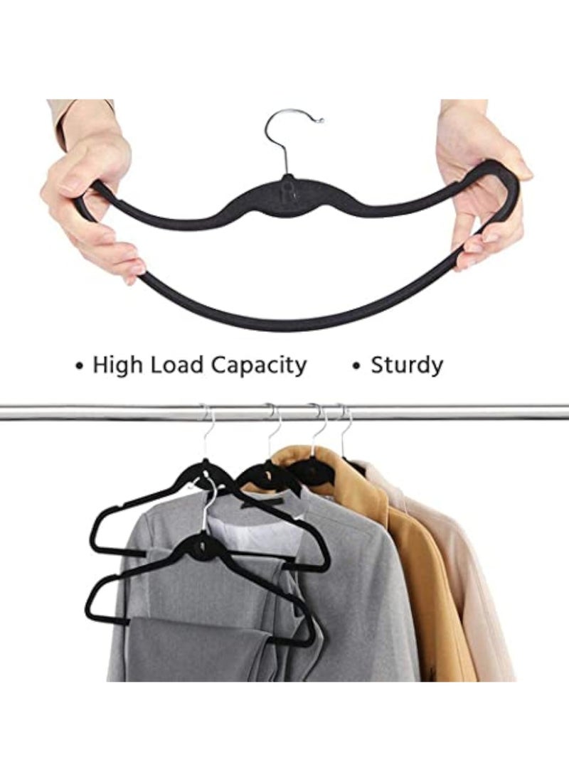 Arabest - 100 Packs Slim, Velvet, Non-Slip Suit Clothes Hangers,Flocked Clothes Hanger, Plastic Non-Slip Clothes Hanger, Velvet Heart Clothes Hanger, Black - Image 1