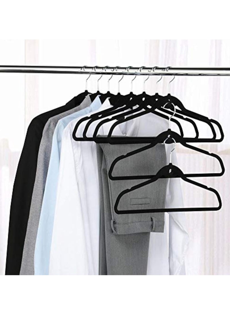 Arabest - 100 Packs Slim, Velvet, Non-Slip Suit Clothes Hangers,Flocked Clothes Hanger, Plastic Non-Slip Clothes Hanger, Velvet Heart Clothes Hanger, Black - Image 1