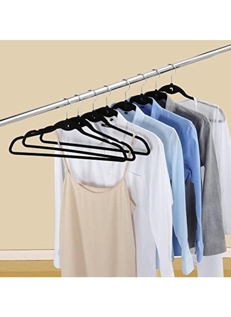 Arabest - 100 Packs Slim, Velvet, Non-Slip Suit Clothes Hangers,Flocked Clothes Hanger, Plastic Non-Slip Clothes Hanger, Velvet Heart Clothes Hanger, Black - Image 1