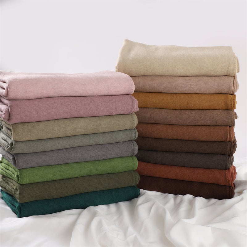 100% Rayon Solid Color Crinkle Scarf 4# - Image 5