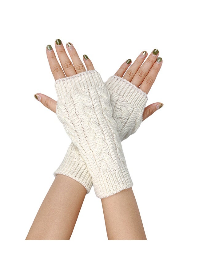 A Pairs of Winter Knit Gloves,Half Finger Gloves for Women Men,Knit Gloves Winter Stretchy Gloves for Winter Outdoor Sports,Half Finger Knit Winter Mittens  for Driving Cycling - Image 1