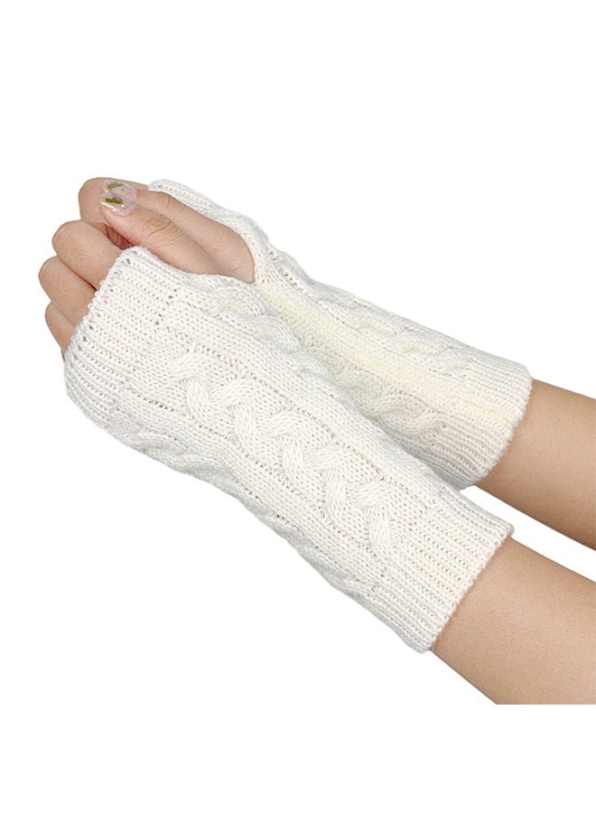 A Pairs of Winter Knit Gloves,Half Finger Gloves for Women Men,Knit Gloves Winter Stretchy Gloves for Winter Outdoor Sports,Half Finger Knit Winter Mittens  for Driving Cycling - Image 2