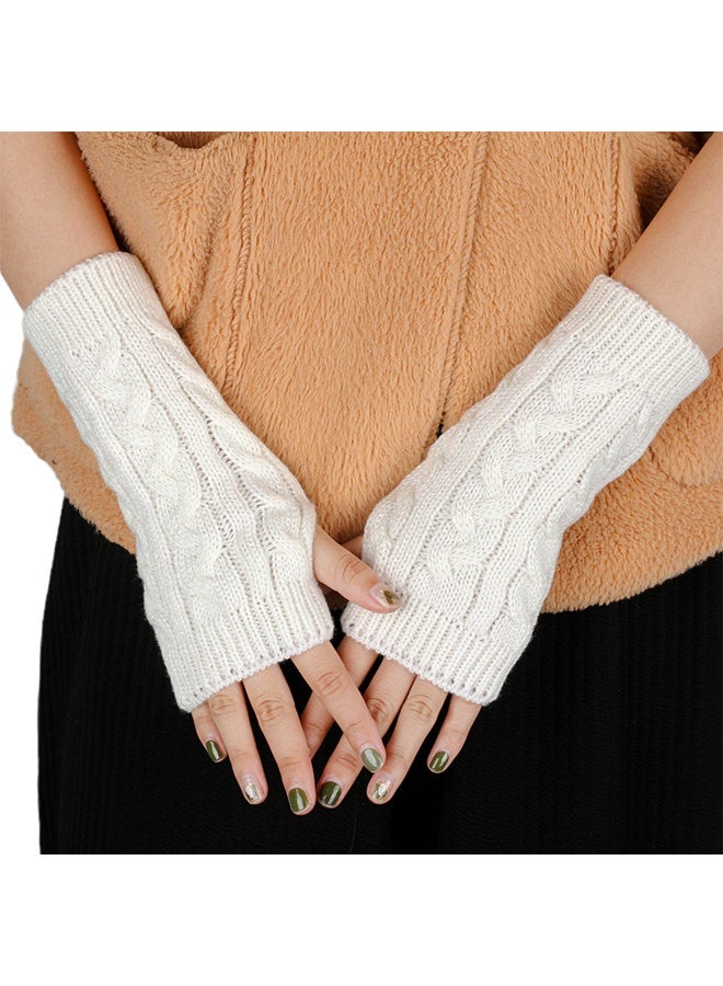 A Pairs of Winter Knit Gloves,Half Finger Gloves for Women Men,Knit Gloves Winter Stretchy Gloves for Winter Outdoor Sports,Half Finger Knit Winter Mittens  for Driving Cycling - Image 3
