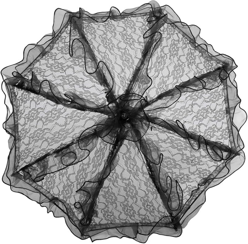 Black Handcrafted Lace Parasol Umbrella Romantic Wedding Photography Prop - Image 3
