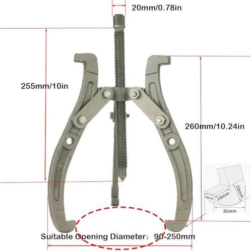 MANNIFEN 10" Gear Puller,3 Jaw Puller for Pulley Gear Bearing Flywheel Removal,2 Jaw / 3 Jaw Puller with Reversible Jaws, Bearing Puller Suitable for Automotive Repair and Industrial Maintenance (10in) - Image 2