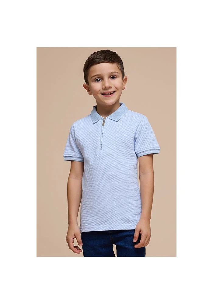 R&b Self Patterned Polo T-Shirt with Short Sleeves