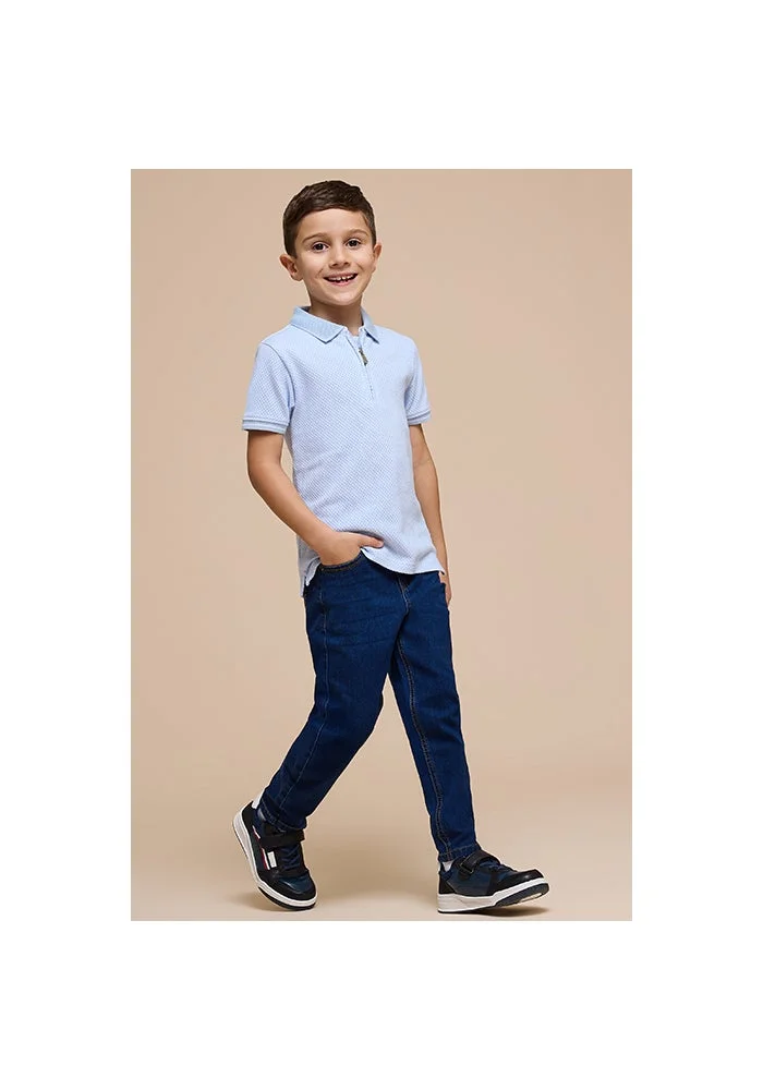 R&b Self Patterned Polo T-Shirt with Short Sleeves