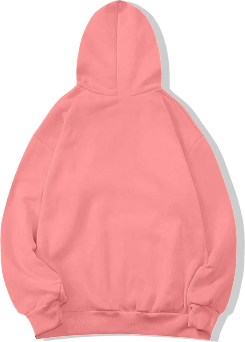 بي ار زد كولكشن Unisex Oversize Angel Crystal Stone Printed Hoodie Pink