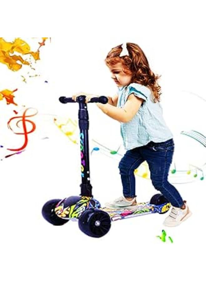 Cool Baby COOLBABY Little Kids 3 Wheel Kick Scooter - Street Push Scooter- LED Light-Up Wheels Foldable Design Support 80kg for Birthday