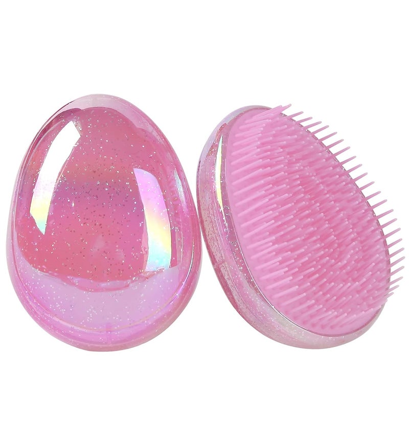 Hair Brush Detangling Brush Portable Travel Glitter Egg Shape Anti Static Knots Air Cushion Massage Detangler Brush for Adults Kids Curly Long Thick Dry Wet Frizzy Damaged Hair
