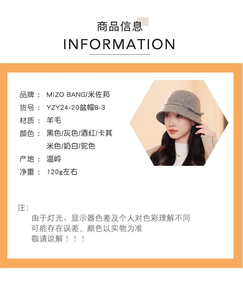 Winter Bucket Hat Women  Blend Bow British  Felt Hat - Image 4